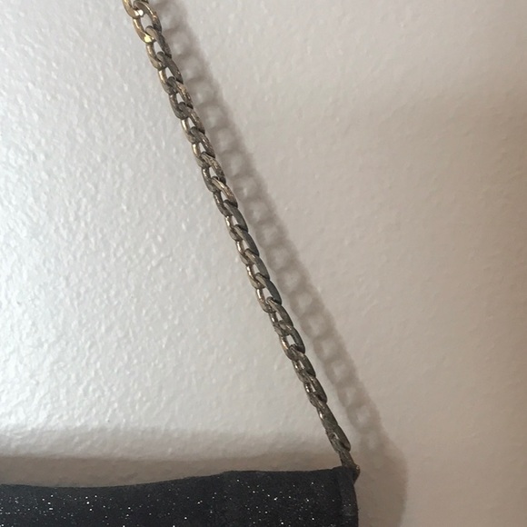 Olivia Graye Black Sparkle Clutch with Shoulder Chain - Picture 4 of 7